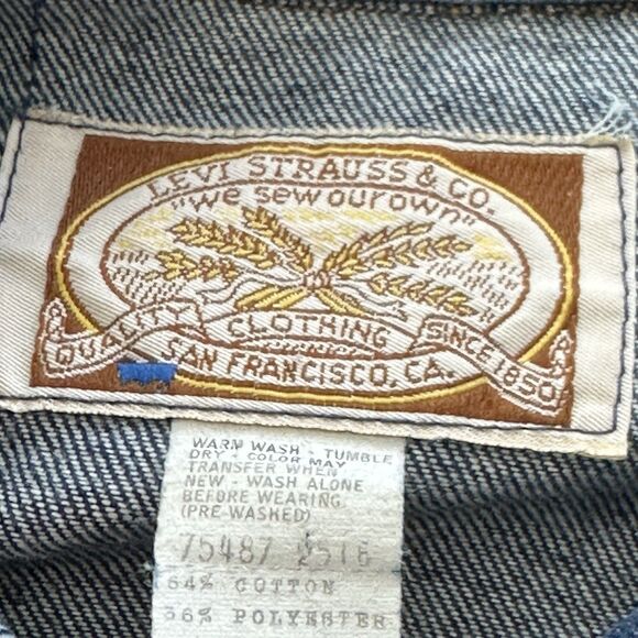 VTG Levi's Strauss Wheat Label 70’s 80’s Orange Tab Denim Cropped Jacket S - Picture 3 of 10